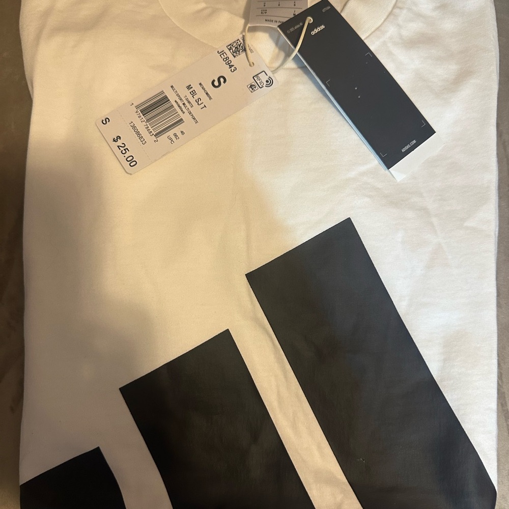 Adidas White and Black Short Sleeve Tee